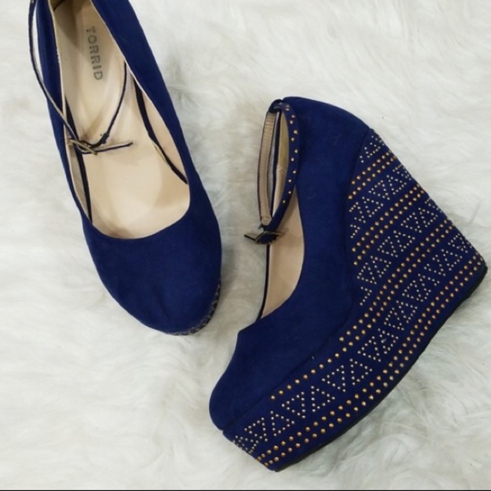 Torrid platform wedges. Royal blue with silver.